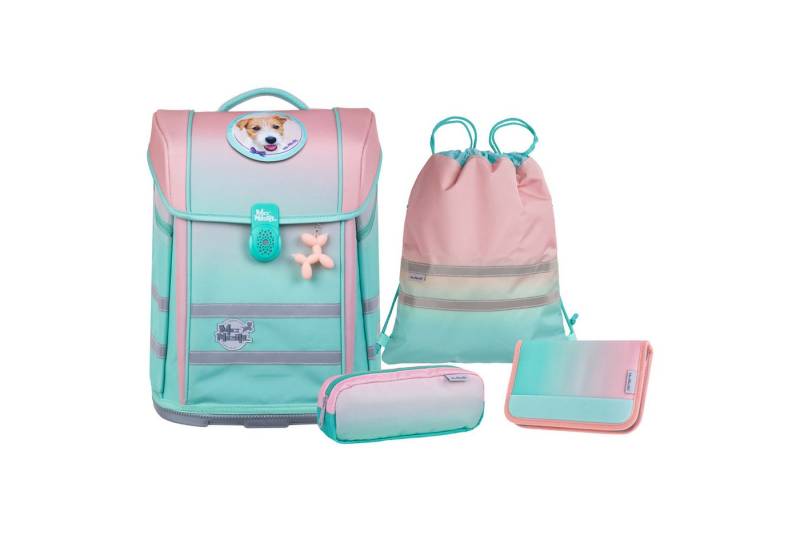 McNeill Schulranzen Schulranzen-Set PERFECTO, GRADIENT STRAWBERRY 5-teilig (5-teilig), ergonomisch, ClickFlex-Rückensystem, Reflektoren von McNeill