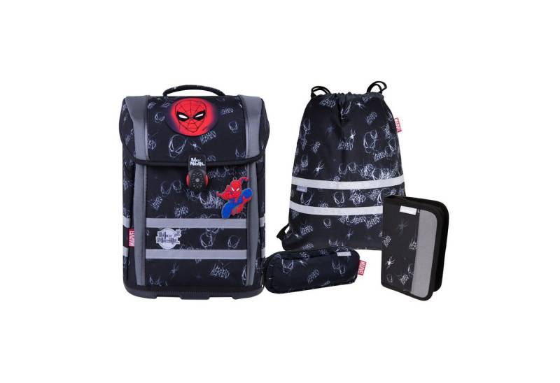 McNeill Schulranzen Schulranzen-Set PERFECTO, MARVEL SPIDERMAN II 5-teilig (5-teilig), ergonomisch, ClickFlex-Rückensystem, Reflektoren von McNeill