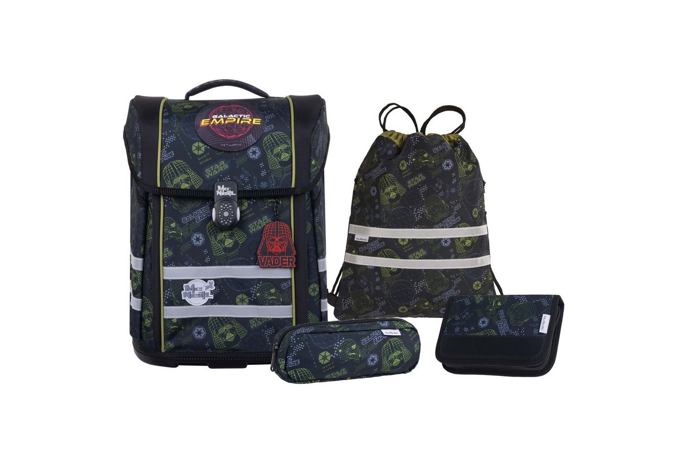 McNeill Schulranzen Schulranzen-Set PERFECTO, STAR WARS II 5-teilig (5-teilig), ergonomisch, ClickFlex-Rückensystem, Reflektoren von McNeill