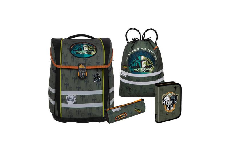 McNeill Schulranzen Schulranzen-Set PERFECTO, STAR WARS MANDALORIAN 5-teilig (5-teilig), ergonomisch, ClickFlex-Rückensystem, Reflektoren von McNeill