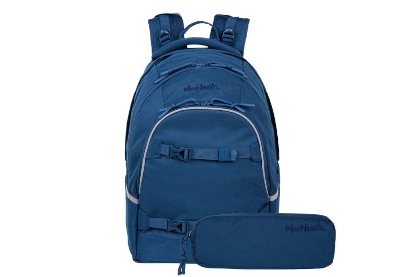 McNeill Schulranzen Schulrucksack MILO Navy 2-teilig (2-teilig), ergonomisch, Air Flow Rückensystem, Reflektoren von McNeill