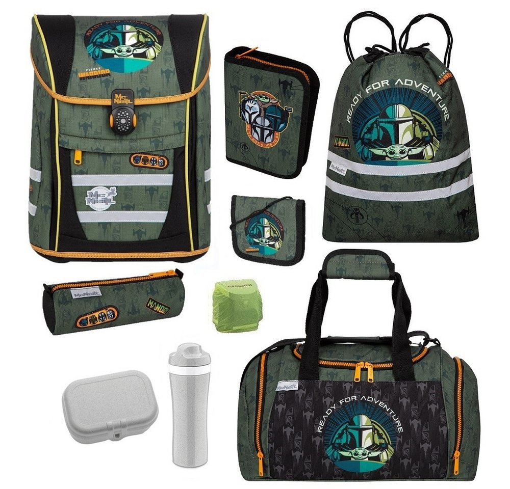 McNeill Schulranzen Teneris THE MANDALORIAN (Set, 9-tlg., inkl. Federmappe und Sporttasche), Mando Schultasche 1. Klasse von McNeill