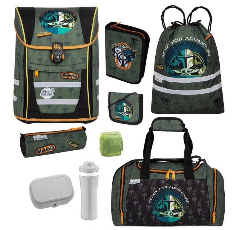 McNeill Schulranzen Teneris THE MANDALORIAN (Set, 9-tlg., inkl. Federmappe und Sporttasche), Mando Schultasche 1. Klasse von McNeill