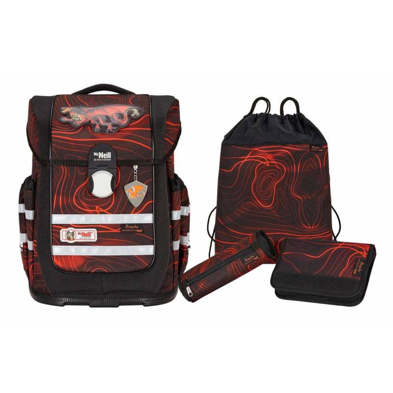 Schulrucksack Set Ergo Complete 4tlg. Drache Schwarz, Rot von McNeill