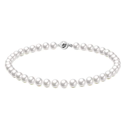 McPearl Original Perlenkette, Perlencollier mit glänzender Kugelschließe. Top Qualität aus Deutschland. (44, 8.0mm) von McPearl