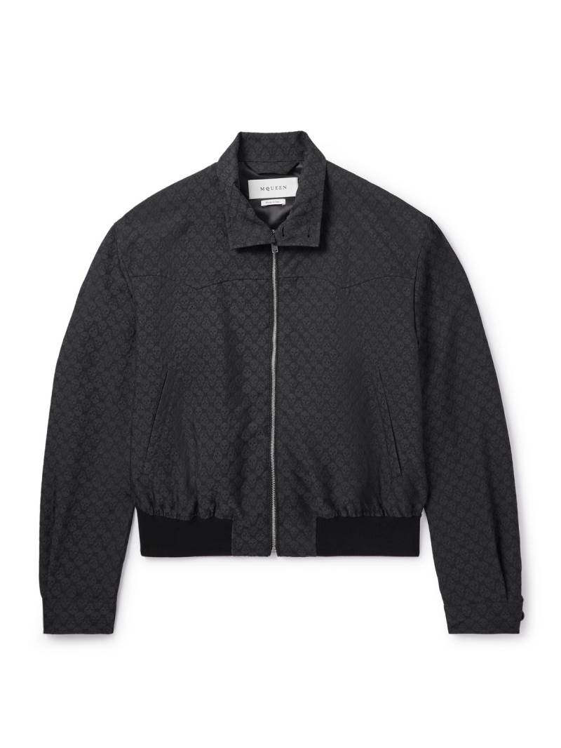 McQueen - Cropped Printed Twill Harrington Jacket - Men - Black - IT 50 von McQueen