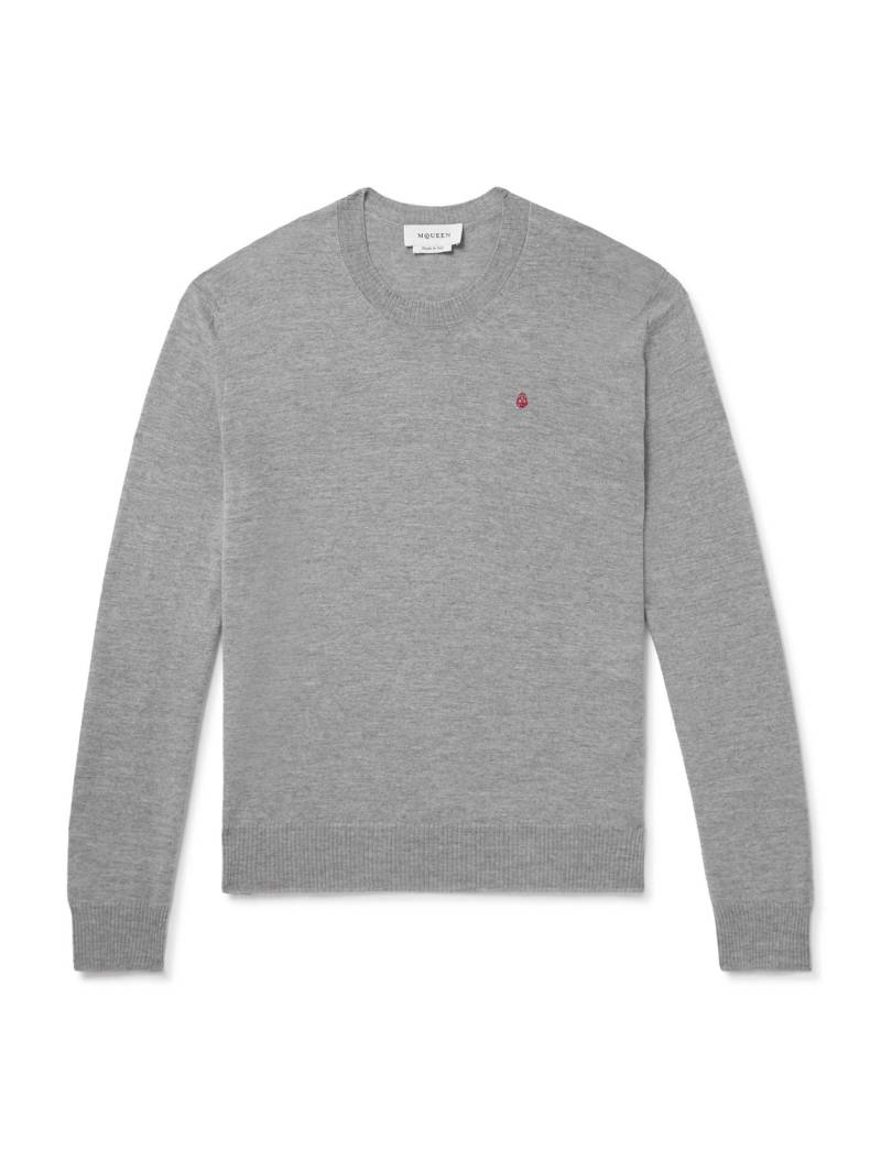 McQueen - Logo-Embroidered Wool Sweater - Men - Gray - M von McQueen