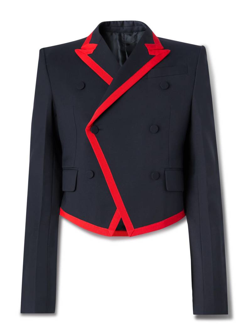 McQueen - Slim-Fit Double-Breasted Grosgrain-Trimmed Wool Blazer - Men - Blue - IT 50 von McQueen