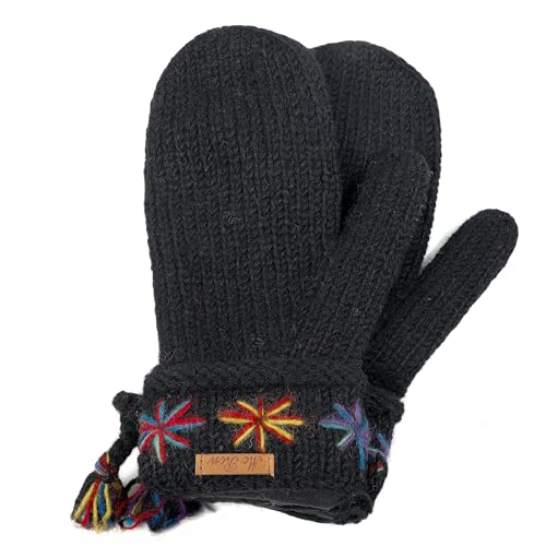 Gestrickte Fäustlinge im Norweger Look "Modell Vannadis Regenbogen" Schwarz von McRon