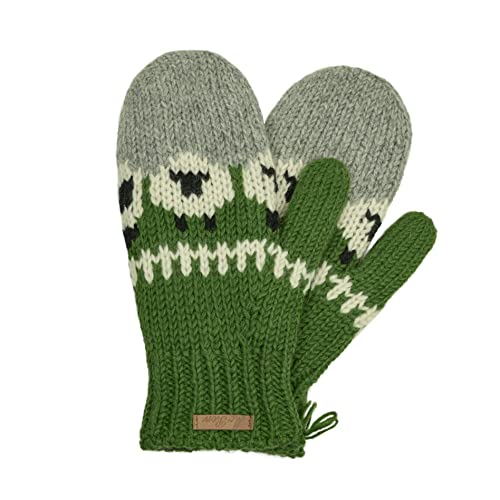 Gestrickte Fäustlinge im Schaf Design "Modell Samarella" Grün von McRon