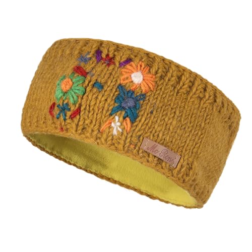 Gestricktes Stirnband mit Fleecefutter & individueller Stickerei Modell Datill (Ocker 150, Einheitsgröße) von McRon