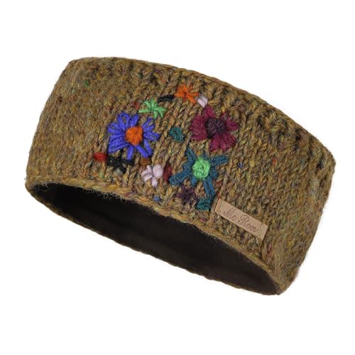 Gestricktes Stirnband mit Fleecefutter & individueller Stickerei Modell Datill (Ocker Mix 272, Einheitsgröße) von McRon