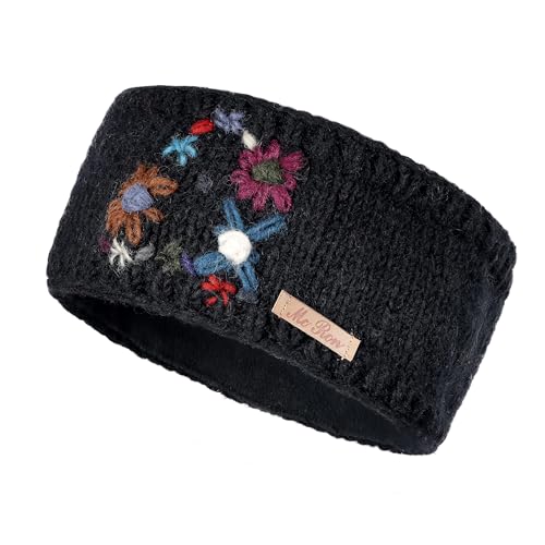 Gestricktes Stirnband mit Fleecefutter & individueller Stickerei Modell Datill (Schwarz 83, Einheitsgröße) von McRon