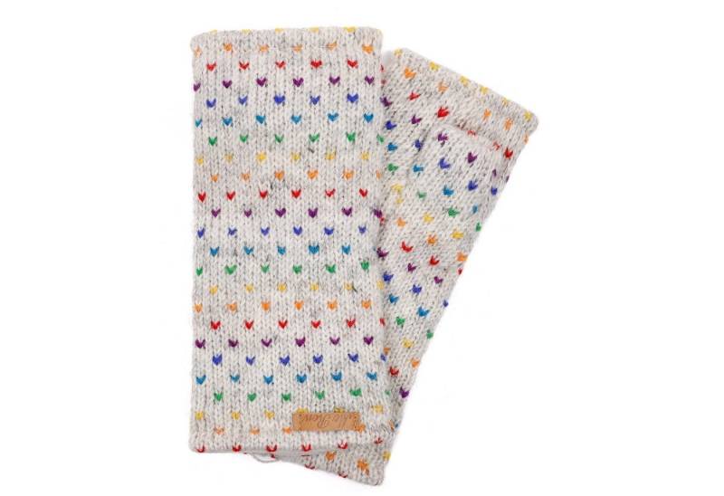 McRon Armstulpen Pulswärmer Modell Ines Regenbogen Mit Daumen, mit hohem Schurwoll-Anteil, komplett gefüttert von McRon