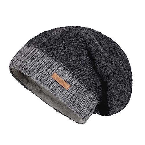 McRon Beanie Wollmütze Lina mit Fleece gefüttert 2 Farbig Anthrazit 2 von McRon