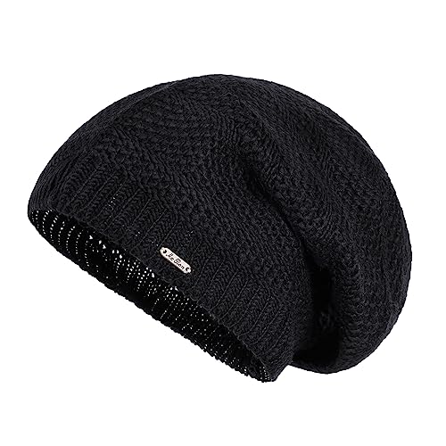 McRon Damen Beanie Merino Wollmütze Modell Laura Schwarz 9511 von McRon