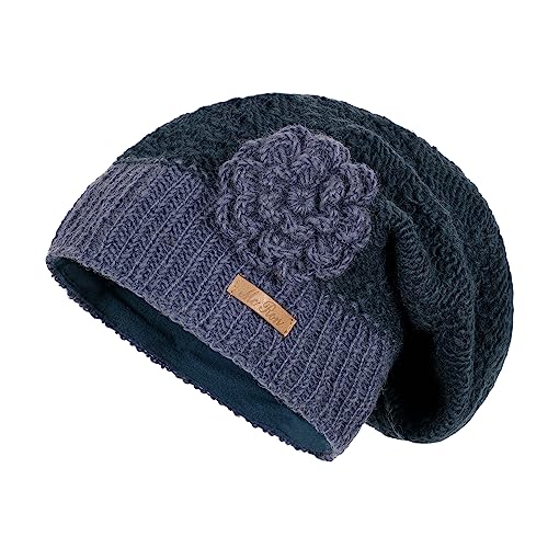 McRon Damen Gefüterte Beanie Wollmütze Luna Blau von McRon