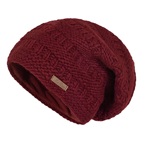 McRon Damen Gefütterte Beanie Wollmütze Modell HOA Bordeaux von McRon