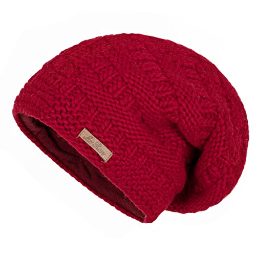 McRon Damen Gefütterte Beanie Wollmütze Modell HOA Rot 1011 von McRon