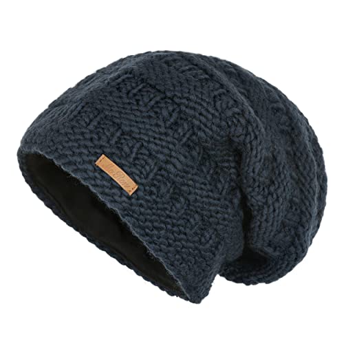 McRon Damen Gefütterte Beanie Wollmütze Modell HOA Schieferblau 6510 von McRon