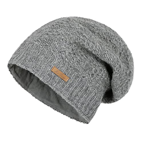 McRon Damen Gefütterte Beanie Wollmütze Modell Lina Naturgrau 9515 von McRon