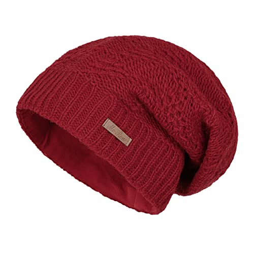 McRon Damen Gefütterte Beanie Wollmütze Modell Lina Rot 1011 von McRon