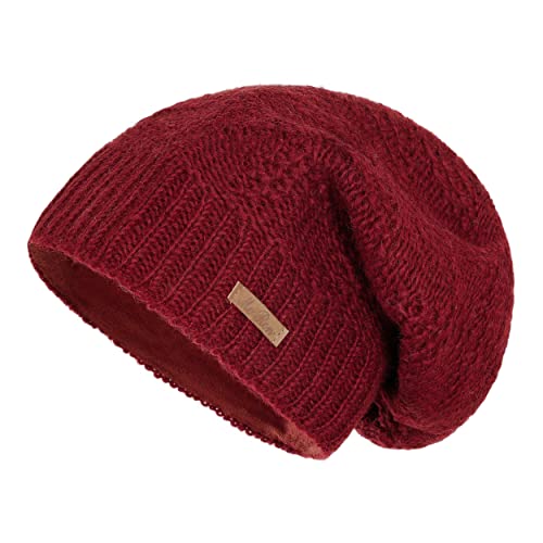 McRon Damen Gefütterte Beanie Wollmütze Modell Lina Dunkelrot 1111 von McRon