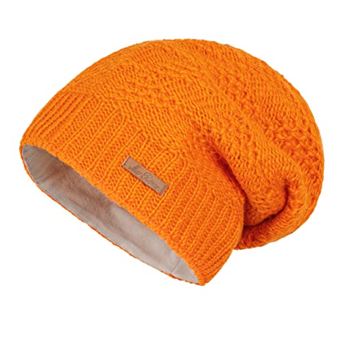 McRon Damen Gefütterte Beanie Wollmütze Modell Lina Orange 5211 von McRon