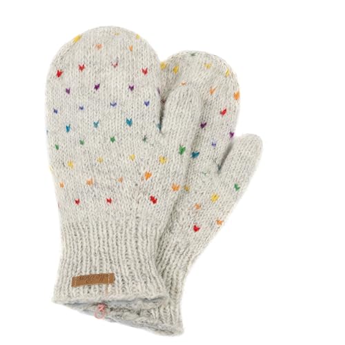 McRon Damen Gefütterte Fäustlinge aus Wolle Modell Nadeen (Regenbogen Naturhellgrau) von McRon