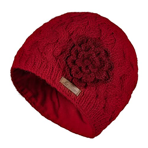 McRon Wollmütze Ariell mit Fleece gefüttert und Blume Rot von McRon