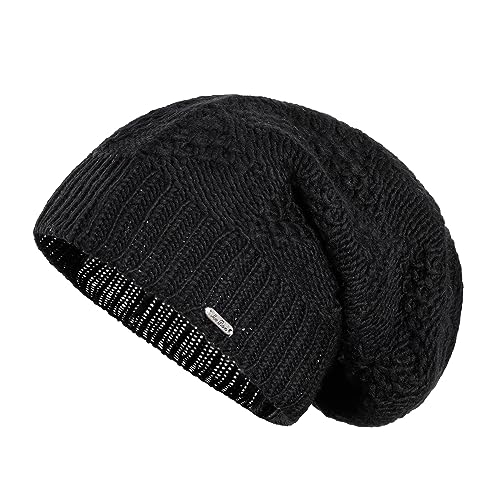 McRon Damen Gestrickte Beanie Merino Wollmütze Lina (Schwarz) von McRon