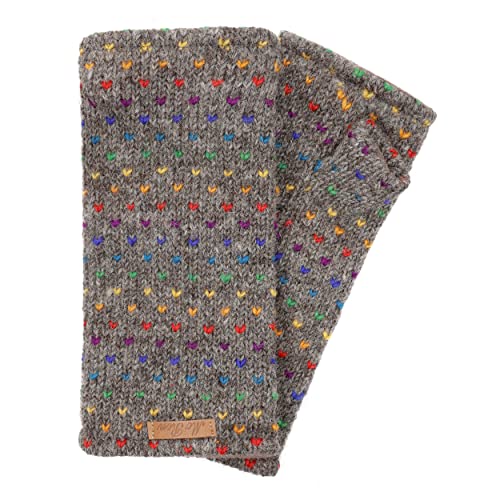 McRon Damen Gestrickte Pulswärmer Stulpen Modell Ines Regenbogen Naturbraun 2 92R von McRon