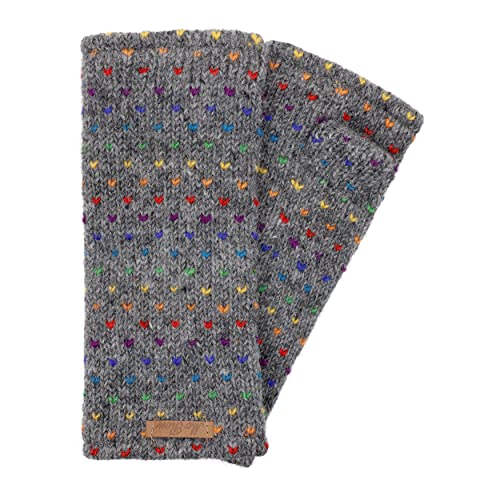 McRon Damen Gestrickte Pulswärmer Stulpen Modell Ines Regenbogen Mittelgrau 2 96R von McRon