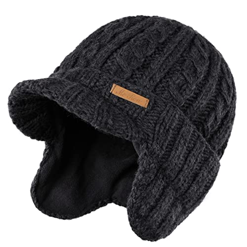 McRon Herren Gefütterte Wollmütze mit Schild Modell Josef Anthrazit 9516 von McRon