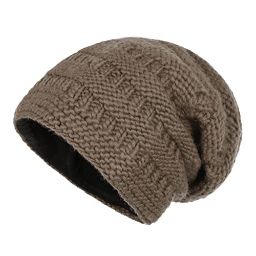 McRon Damen Gefütterte Beanie Wollmütze Modell HOA Erdbraun 4408 von McRon