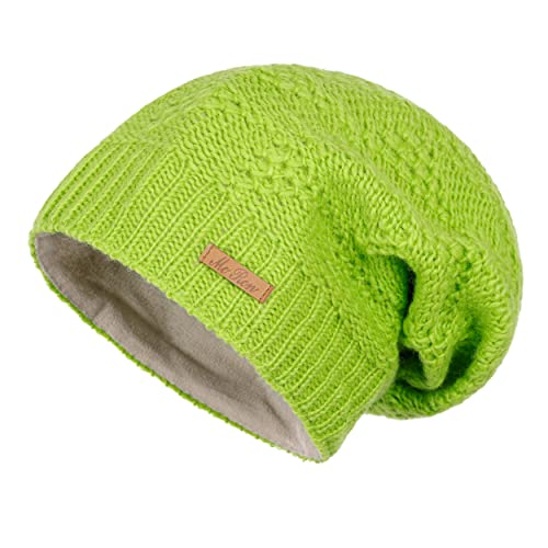 McRon Damen Gefütterte Beanie Wollmütze Modell Lina Neongrün 7106 von McRon