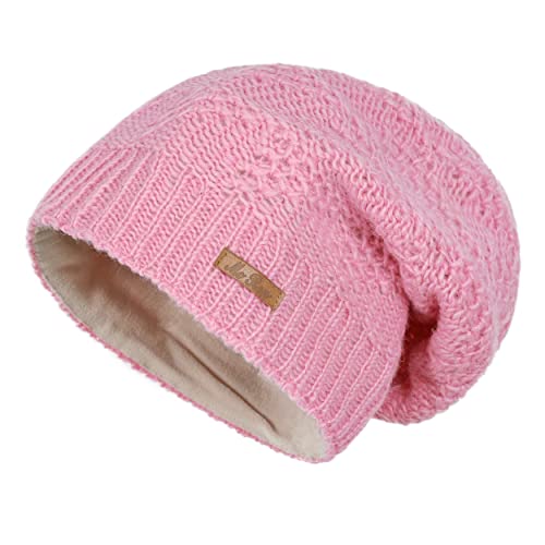 McRon Damen Gefütterte Beanie Wollmütze Modell Lina Rosa 1220 von McRon