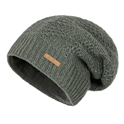 McRon Damen Gefütterte Beanie Wollmütze Lina Dunkelgrau von McRon