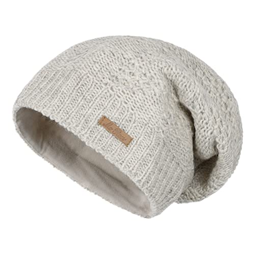 McRon Damen Gefütterte Beanie Wollmütze Modell Lina Naturhellgrau 9512 von McRon