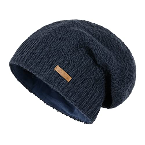 McRon Damen Gefütterte Beanie Wollmütze Modell Lina Schieferblau 6510 von McRon