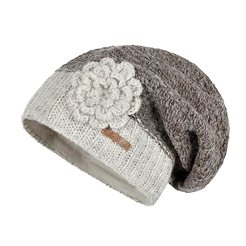 McRon Damen Gefüterte Beanie Wollmütze Luna Naturbraun von McRon