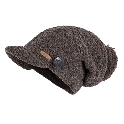 McRon Damen Gefütterte Beanie Wintermütze mit Bommel Mika Naturdunkelbraun 9514 von McRon