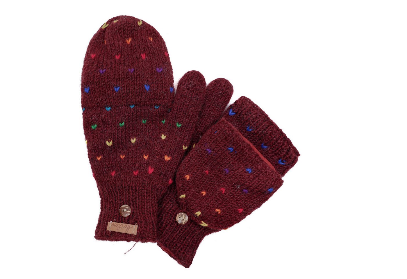 McRon Strickhandschuhe Klappfäustlinge, Klapphandschuhe Modell Naomi Regenbogen mit wärmender Wolle, zum Umklappen von McRon