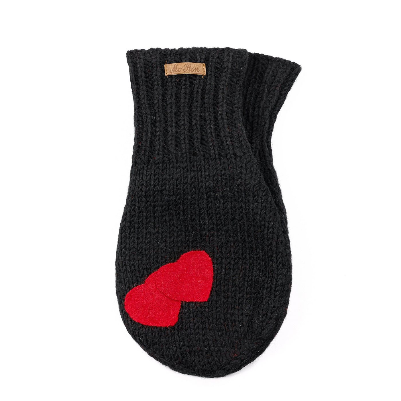 McRon Strickhandschuhe Pärchenhandschuh Modell Valentina (mit Herz) gefüttert mit Fleece, hoher Schurwollanteil von McRon