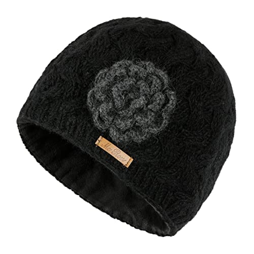 McRon Wollmütze Ariell mit Fleece gefüttert und Blume Schwarz 9511 von McRon