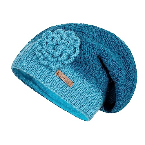 McRon Damen Gefüterte Beanie Wollmütze Luna Azurblau von McRon