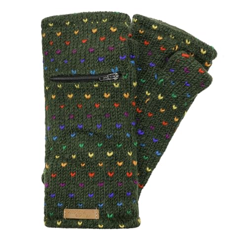 McRon Pulswärmer Modell Ilse Regenbogen Dunkelgrün 2 54R - Damen Armstulpen mit Daumen und Geldfach - Erwachsene Frauen von McRon