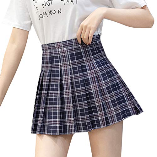 Mcaishen Frauen Rock Sommer Hohe Taille A-Line Rock Korean College Wind Joker Slim Faltenrock Cute Sweet Fashion Mini Faltenrock.(XXL,Navy) von Mcaishen