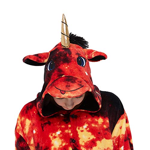 Mcdslrgo abnehmbare Flügel Einhorn Onesie Adult One Piece Pyjamas Cartoon Nachtwäsche Cosplay Kostüm Halloween Outfit (M, Red) von Mcdslrgo