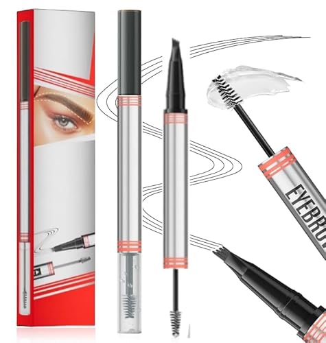 2-in-1 Augenbrauenstift und Versiegelungsgel, Augenbrauenstift für Frauen mit 4-facher Spitze und präziser Pinselspitze, Microblading wasserfester (Grau) von Mciluyaiio